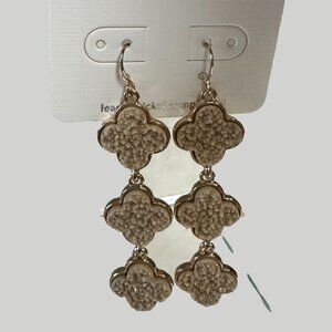 Tan and gold dangly earrings